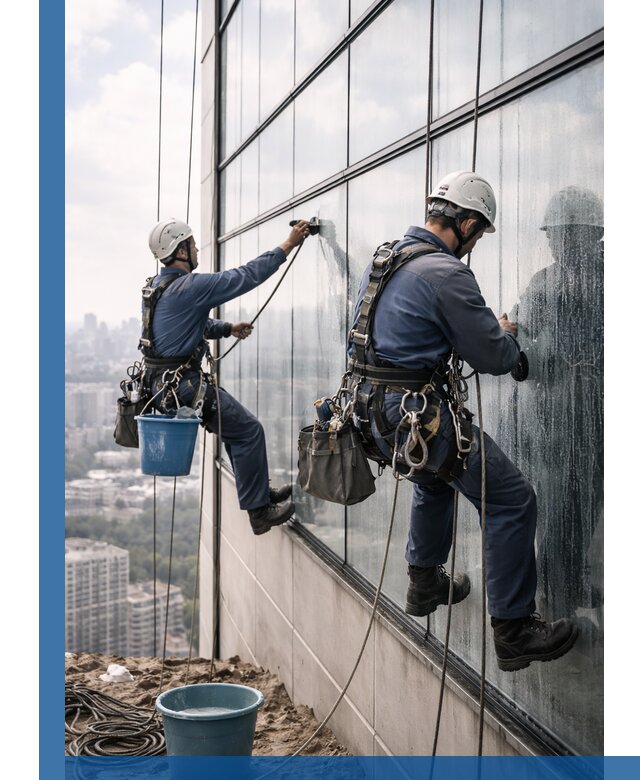 Профессиональная мойка фасадных окон альпинистами в Сафонове