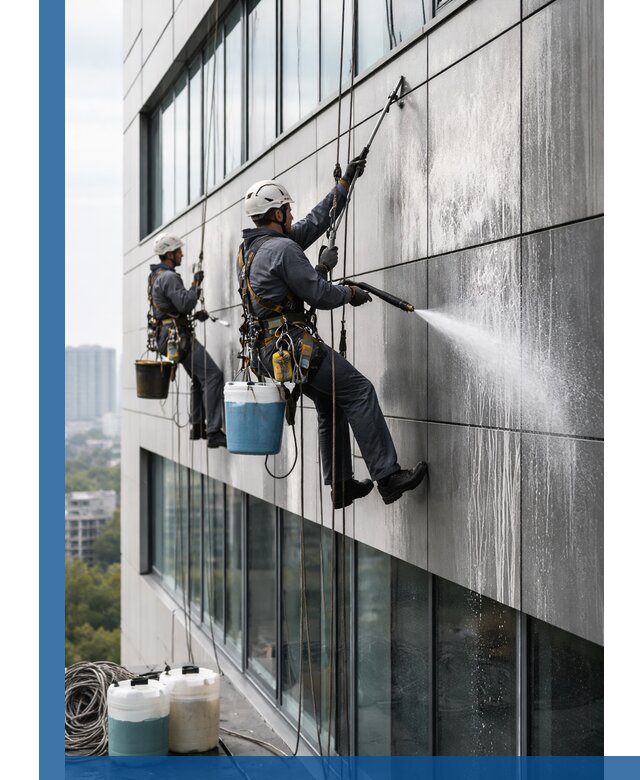 Профессиональная мойка вентилируемых фасадов в Сафонове