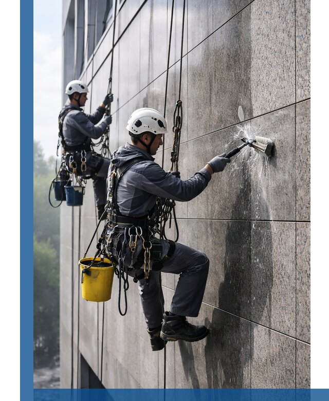 Профессиональная мойка фасада из керамогранита в Сафонове