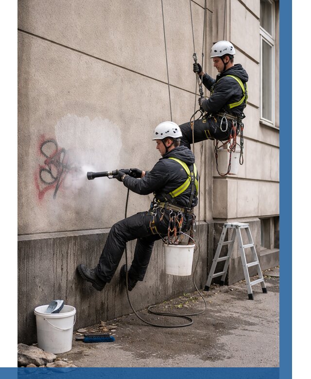 Удаление граффити с фасада в Сафонове от 4612 р. | ВЫСОТНИК-Сфн