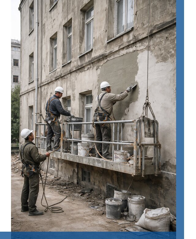 Капитальный ремонт фасада в Сафонове от 4304 р. | ВЫСОТНИК-Сфн