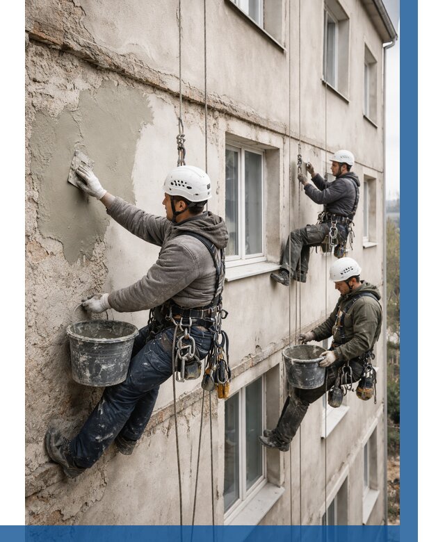 Ремонт штукатурного фасада в Сафонове от 769 р. под ключ | ВЫСОТНИК-Сфн