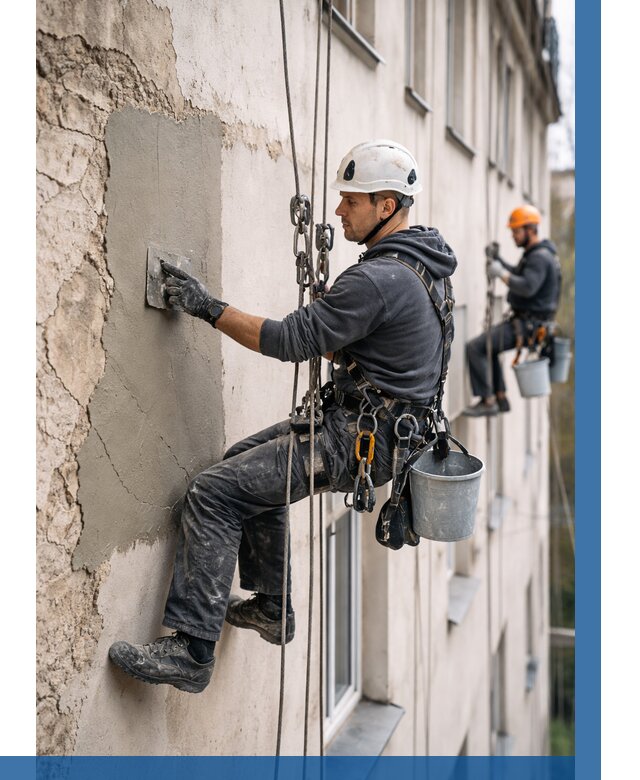 Восстановление штукатурки фасада в Сафонове от 1230 р. | ВЫСОТНИК-Сфн