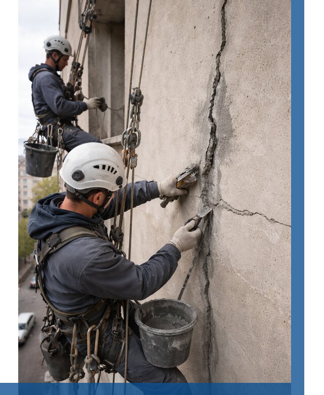 Заделка трещин на фасаде в Сафонове от 922 р. | ВЫСОТНИК-Сфн