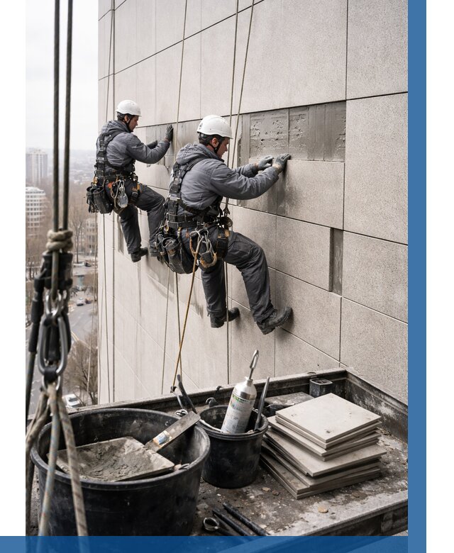 Ремонт фасада из керамогранита в Сафонове от 2562 р. | ВЫСОТНИК-Сфн