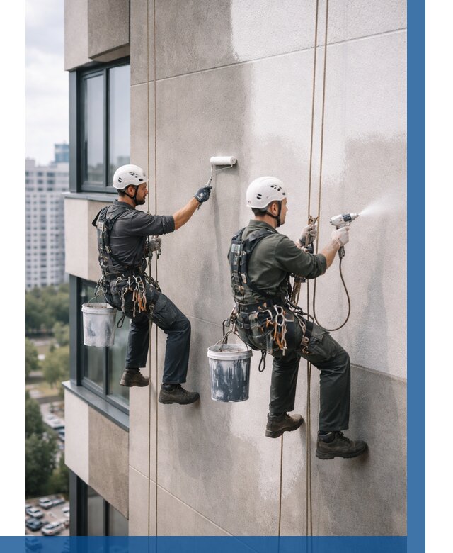 Покраска фасада альпинистами в Сафонове от 307 р. | ВЫСОТНИК-Сфн