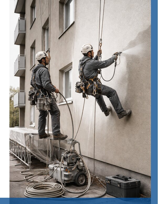 Безвоздушная покраска фасада в Сафонове от 225 р/м² | ВЫСОТНИК-Сфн