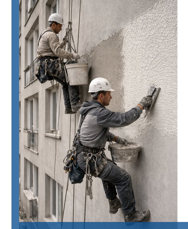 Нанесение декоративной штукатурки короед на фасад в Сафонове