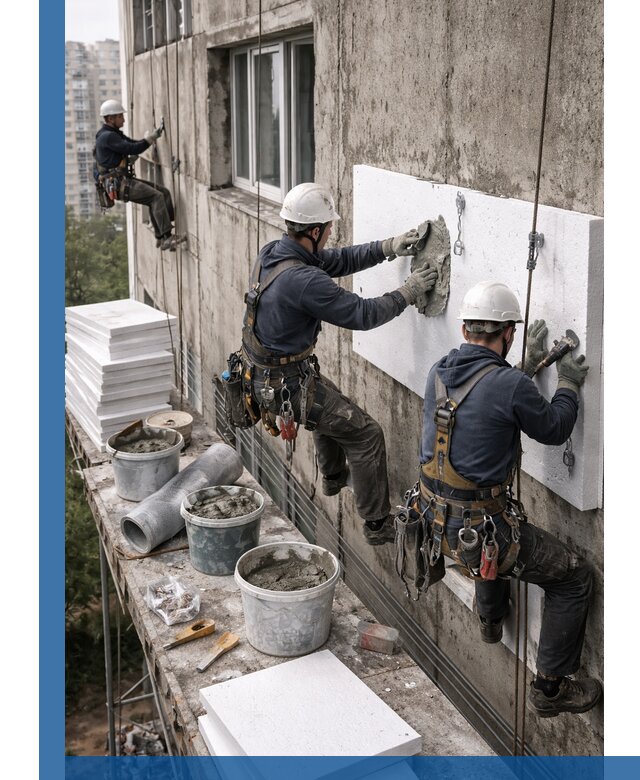 Утепление фасада пенополистиролом в Сафонове под ключ