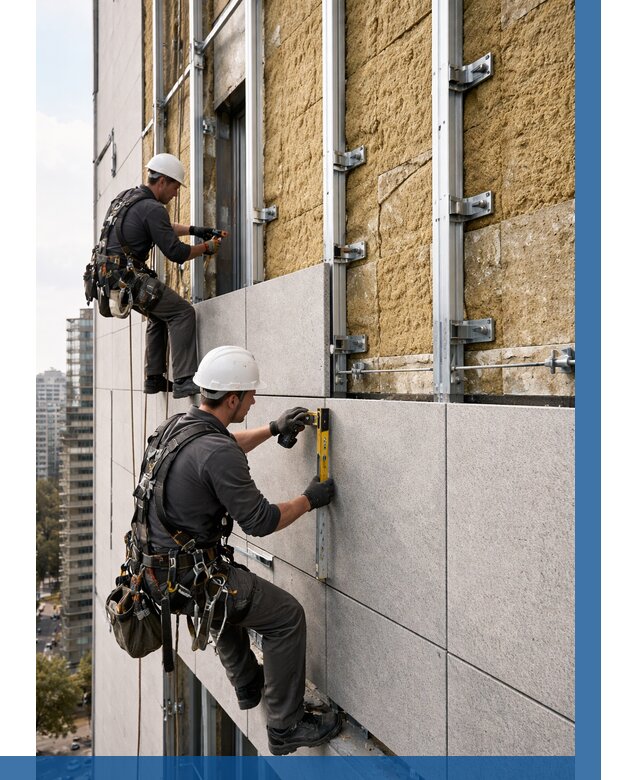 Монтаж вентилируемого фасада в Сафонове от 3587 р. | ВЫСОТНИК-Сфн