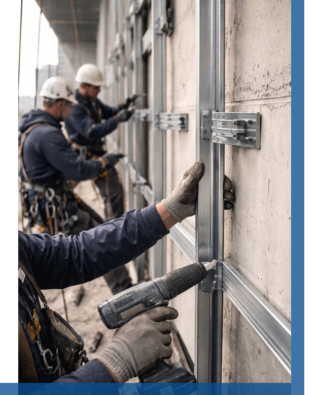 Монтаж подсистемы вентфасада в Сафонове от 871 р. | ВЫСОТНИК-Сфн