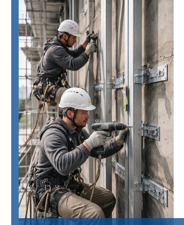 Монтаж и крепление подсистемы вентфасада в Сафонове