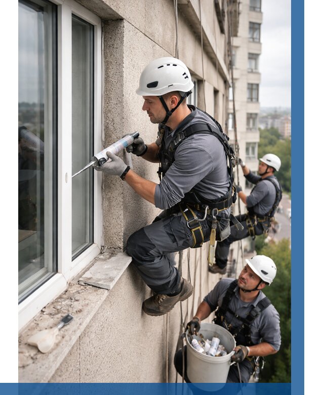 Герметизация оконных швов снаружи в Сафонове от 1537 р. | ВЫСОТНИК-Сфн