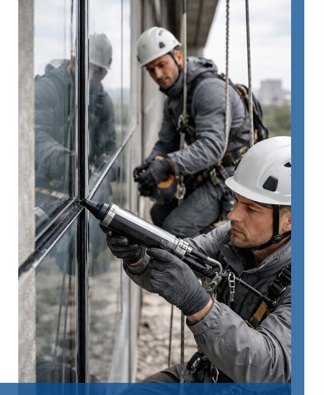 Герметизация витражных швов в Сафонове от 666 р. | ВЫСОТНИК-Сфн