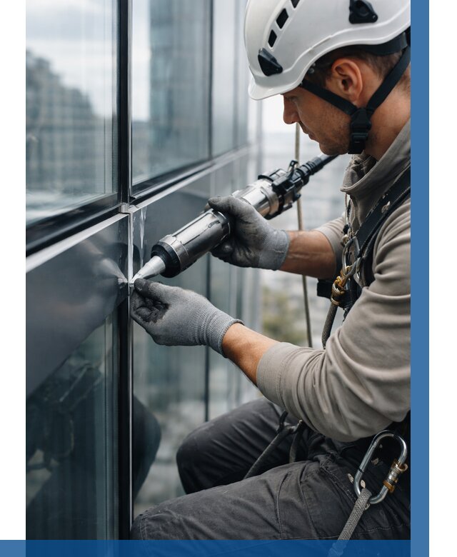 Герметизация стыков витража в Сафонове от 1230 р. | ВЫСОТНИК-Сфн