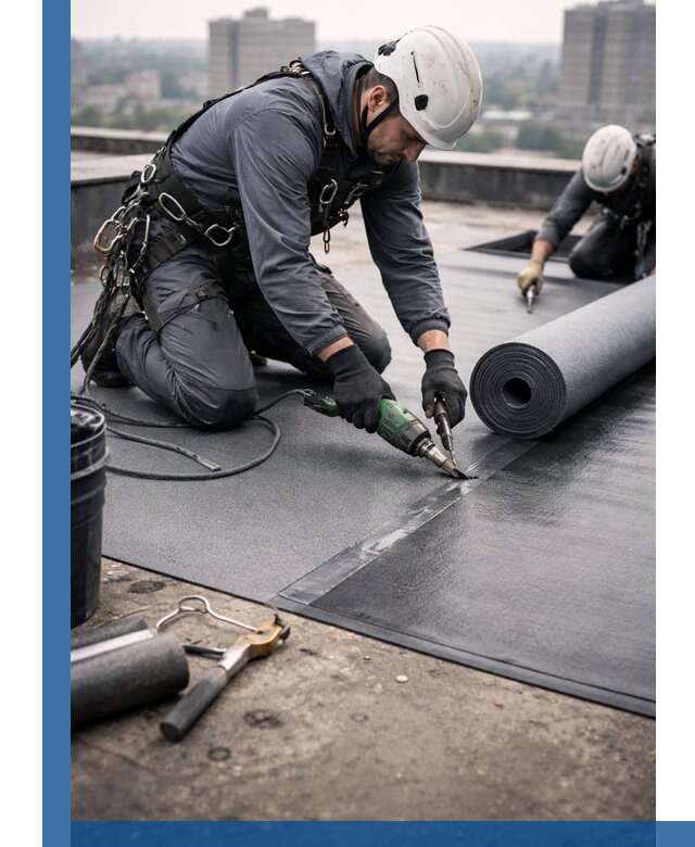 Ремонт мягкой кровли в Сафонове с выездом промальпинистов