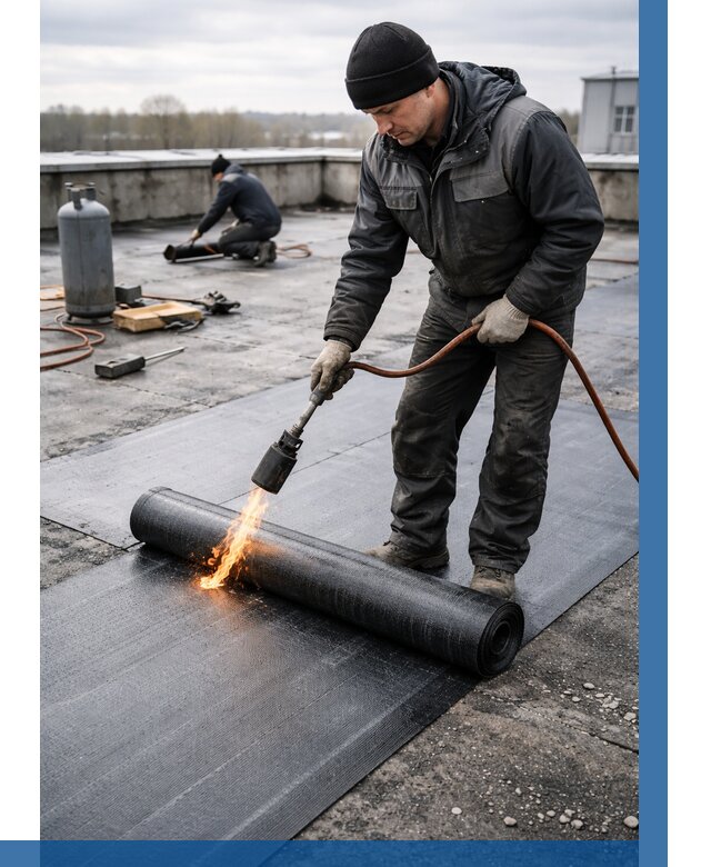 Ремонт наплавляемой кровли в Сафонове от 717 р. | ВЫСОТНИК-Сфн