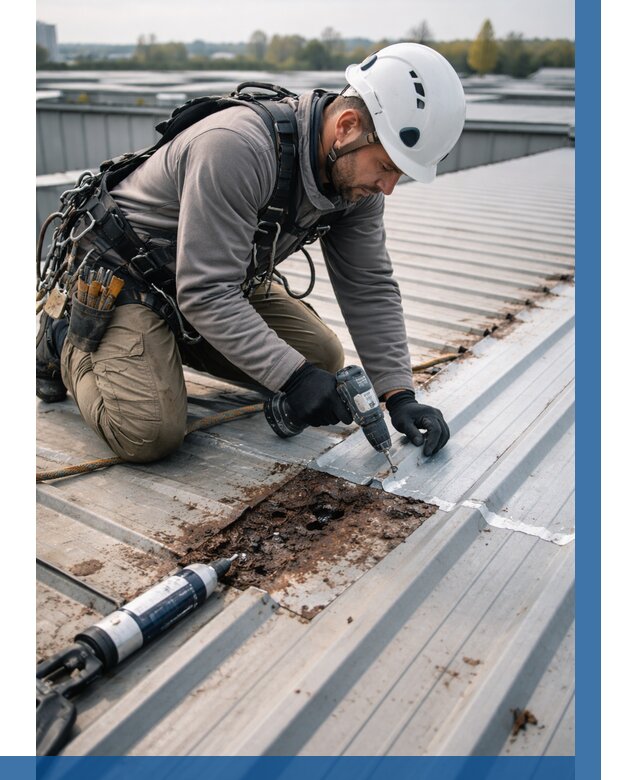 Ремонт профнастила на кровле в Сафонове от 717 р. | ВЫСОТНИК-Сфн