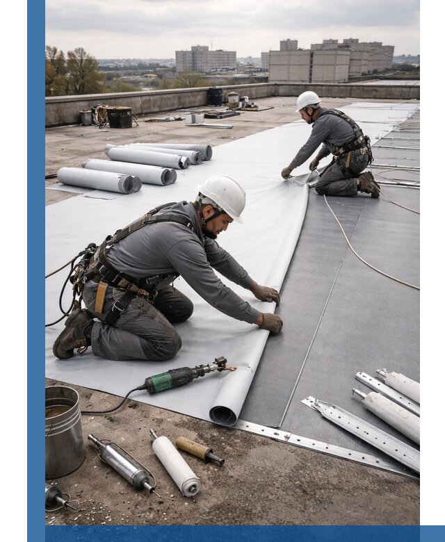 Монтаж мембранной кровли в Сафонове для промышленных зданий