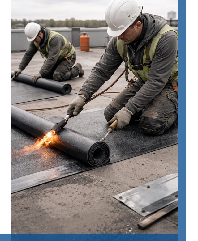 Монтаж наплавляемой кровли в Сафонове от 871 р. — ВЫСОТНИК-Сфн