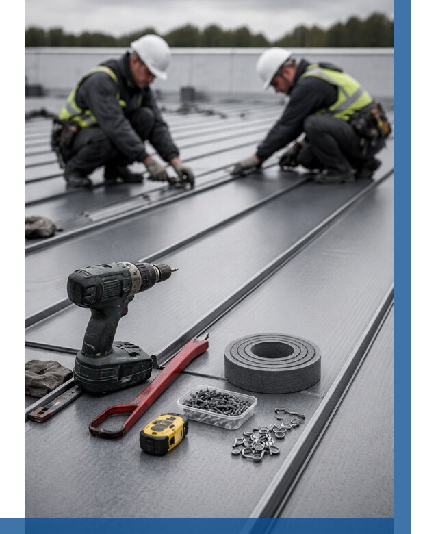 Монтаж фальцевой кровли в Сафонове от 1845 р. | ВЫСОТНИК-Сфн