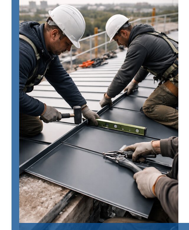 Монтаж фальцевой кровли в Сафонове для промышленных зданий