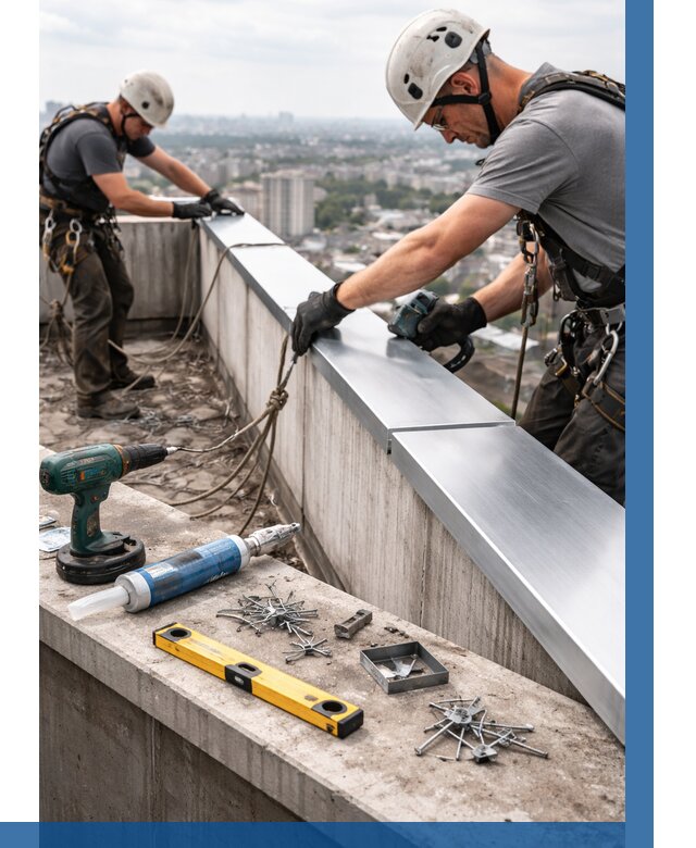 Монтаж парапетных крышек в Сафонове от 820 р. | ВЫСОТНИК-Сфн