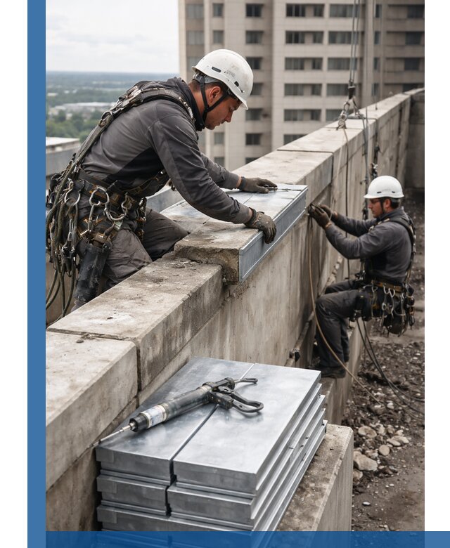 Замена парапетных крышек и установка новых в Сафонове