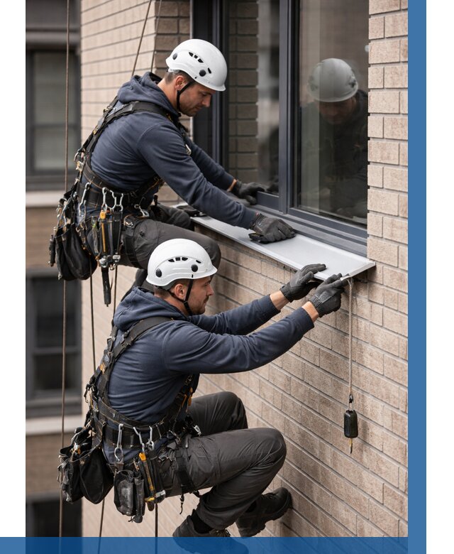 Монтаж оконных отливов под ключ в Сафонове от 3587 р. | ВЫСОТНИК-Сфн