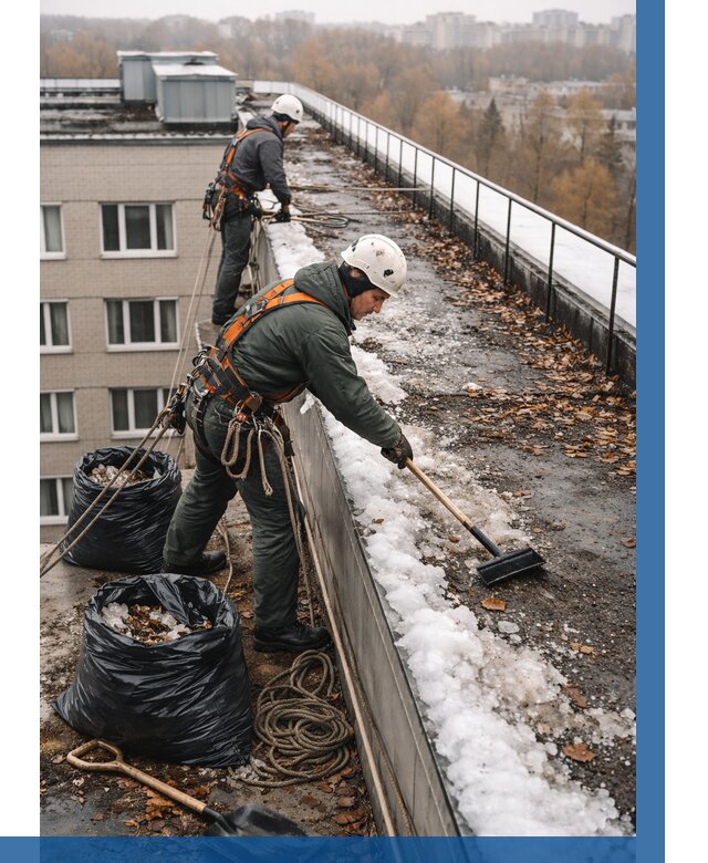 Очистка кровли по периметру в Сафонове от 564 р. | ВЫСОТНИК-Сфн