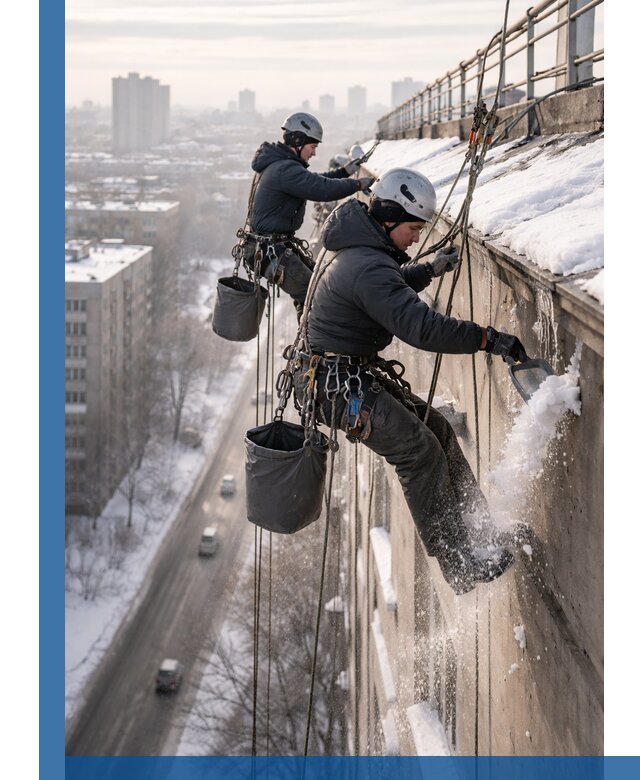 Очистка карнизов от снега в Сафонове профессионально и безопасно