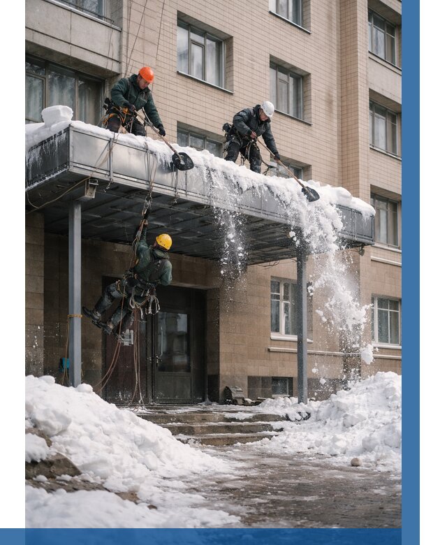 Очистка козырьков от снега в Сафонове от 3587 р. | ВЫСОТНИК-Сфн