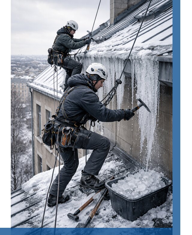 Удаление наледи с кровли в Сафонове от 5636 р. | ВЫСОТНИК-Сфн