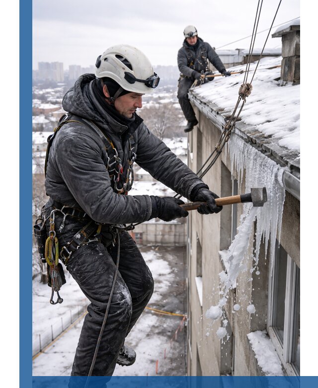 Сбивание и удаление сосулек с крыши в Сафонове безопасно