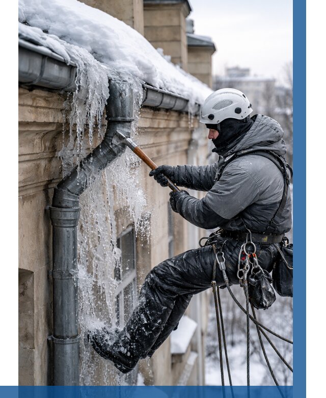 Очистка водостоков от льда в Сафонове от 3587 р. | ВЫСОТНИК-Сфн