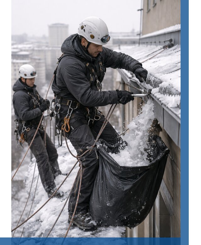 Аварийная очистка крыши в Сафонове под ключ от 307 р. | ВЫСОТНИК-Сфн