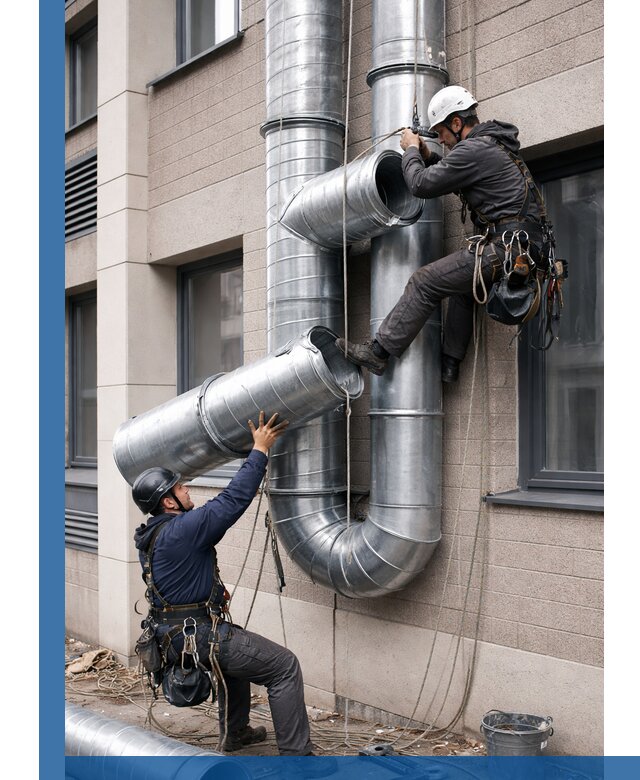 Монтаж фасадных воздуховодов в Сафонове с герметизацией и крепежом