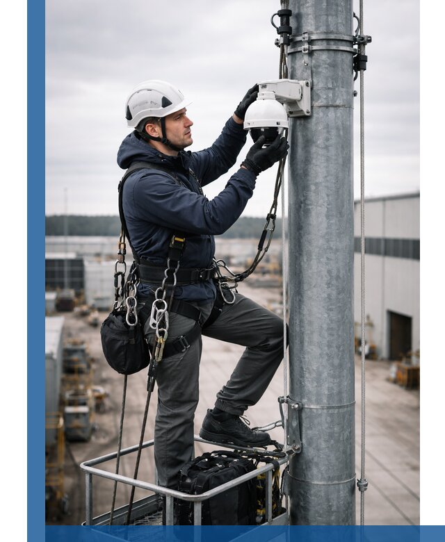 Профессиональная установка видеокамер на мачте в Сафонове