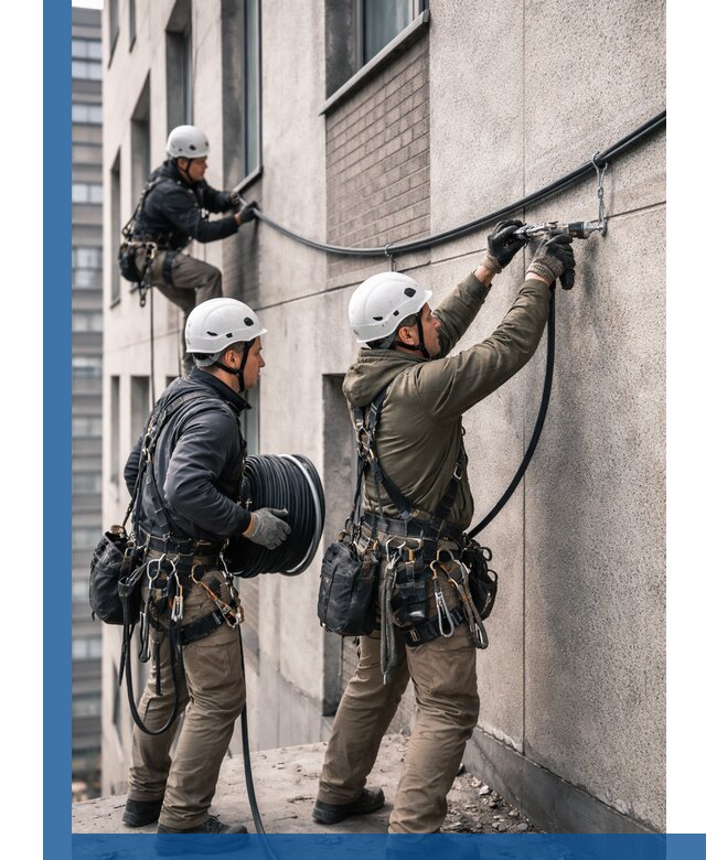 Прокладка кабеля по фасаду в Сафонове, профессиональный монтаж