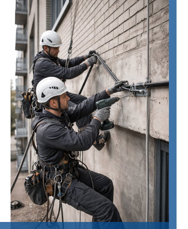 Крепление кабеля на фасаде в Сафонове от 359 р. | ВЫСОТНИК-Сфн