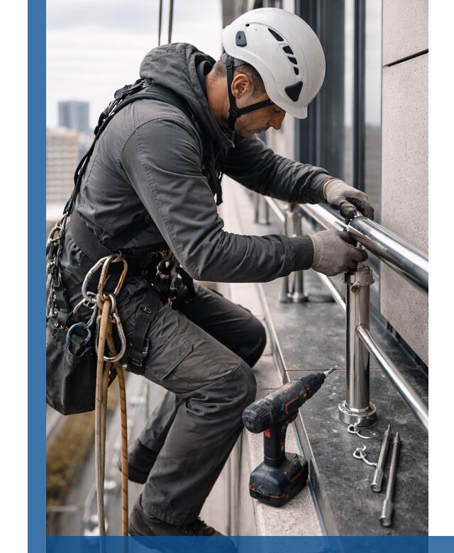 Монтаж ограждений на высоте в Сафонове для зданий и конструкций