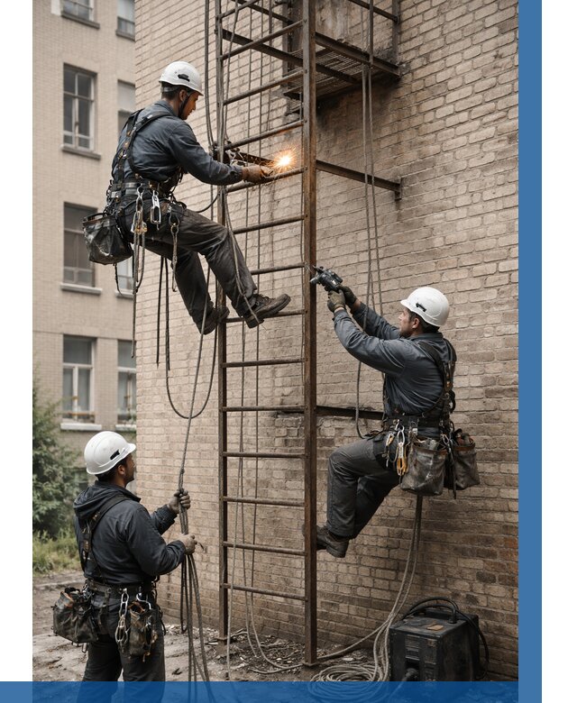 Ремонт пожарной лестницы в Сафонове от 7686 р. | ВЫСОТНИК-Сфн