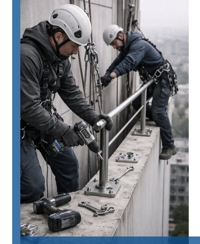 Монтаж перил на высоте в Сафонове для жилых и промобъектов