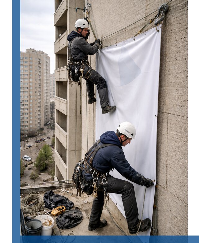 Профессиональный монтаж баннеров на фасаде в Сафонове