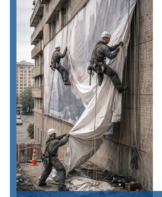 Демонтаж баннеров с фасада в Сафонове оперативно и безопасно