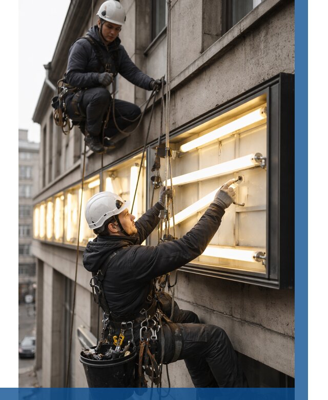 Замена ламп в вывеске в Сафонове под ключ от 3587 р. | ВЫСОТНИК-Сфн