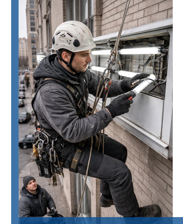 Профессиональная замена ламп в наружной вывеске в Сафонове