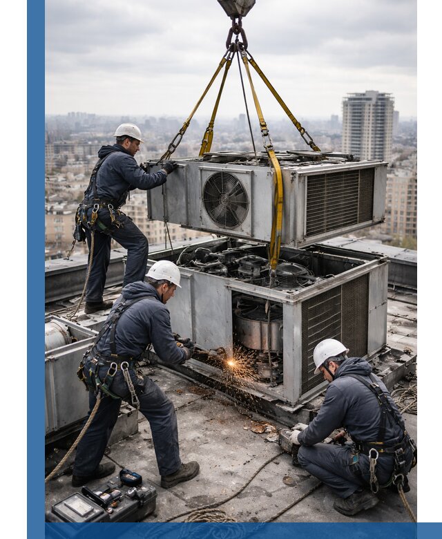 Демонтаж крышной установки в Сафонове любой сложности