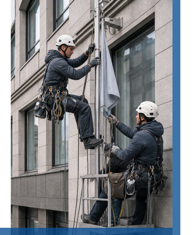 Установка флагов на фасаде в Сафонове от 4612 р. | ВЫСОТНИК-Сфн