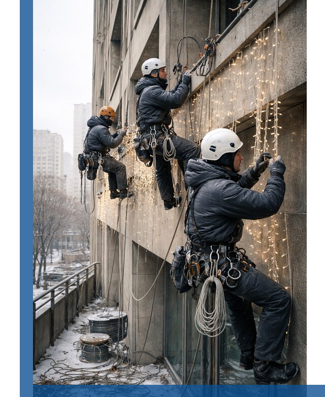 Монтаж новогодней иллюминации и украшение фасадов в Сафонове